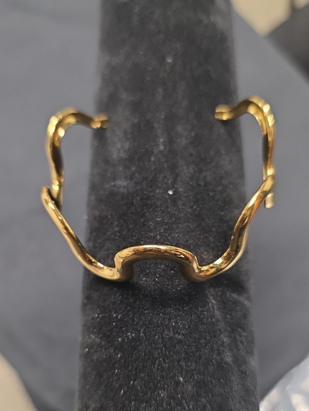 Gold Wavy Open Cuff Bracelet - Women Jewelry